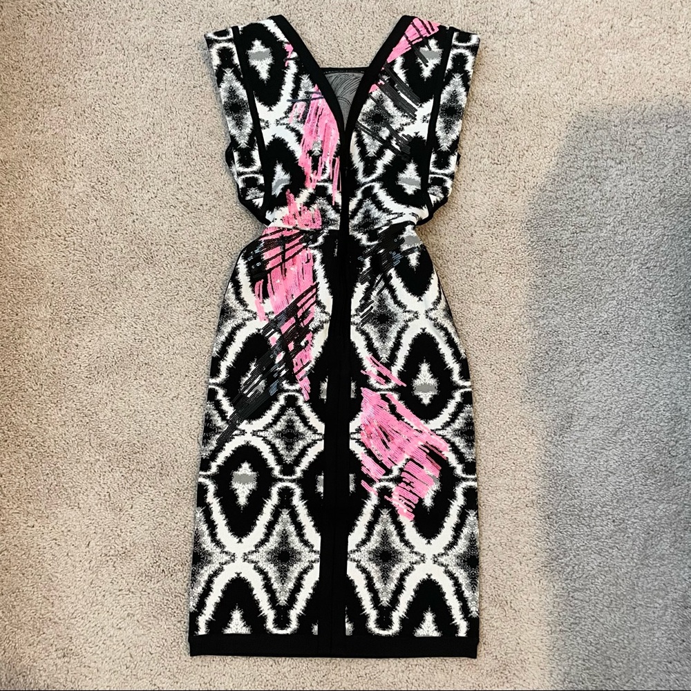 Herve Leger Bandage Dress (Black/White & Hot Pink)
